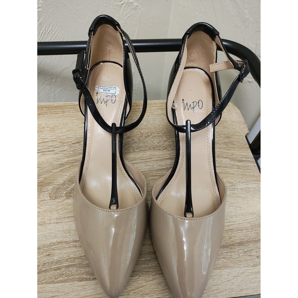 Woman's Impo Black And Beige Heel 9 1/2 Medium